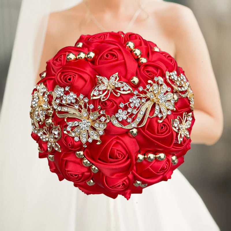 Silk Rose Brooch Bouquets