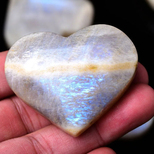 Hand-Polished Moonstone Heart Crystal