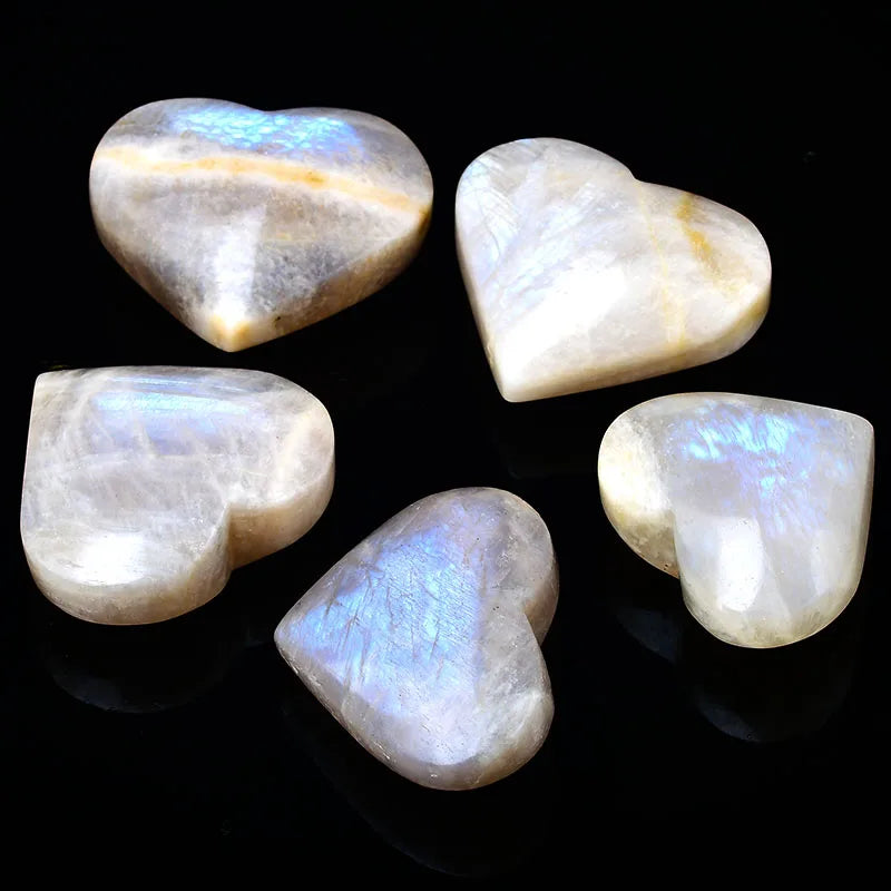 Hand-Polished Moonstone Heart Crystal