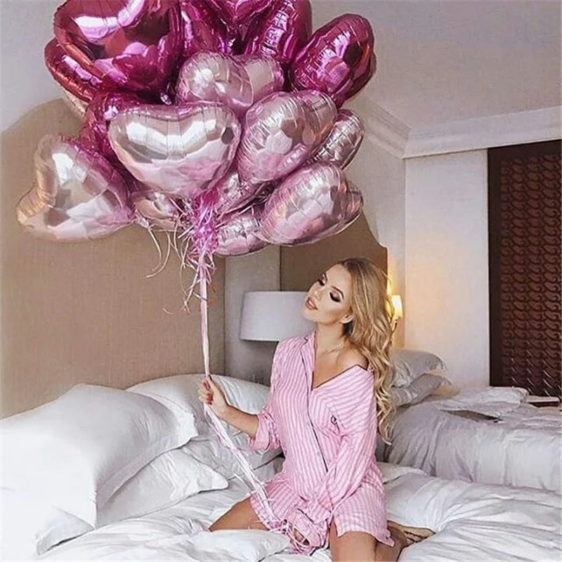 Assorted Colour Foil Heart Balloons (10PCs)