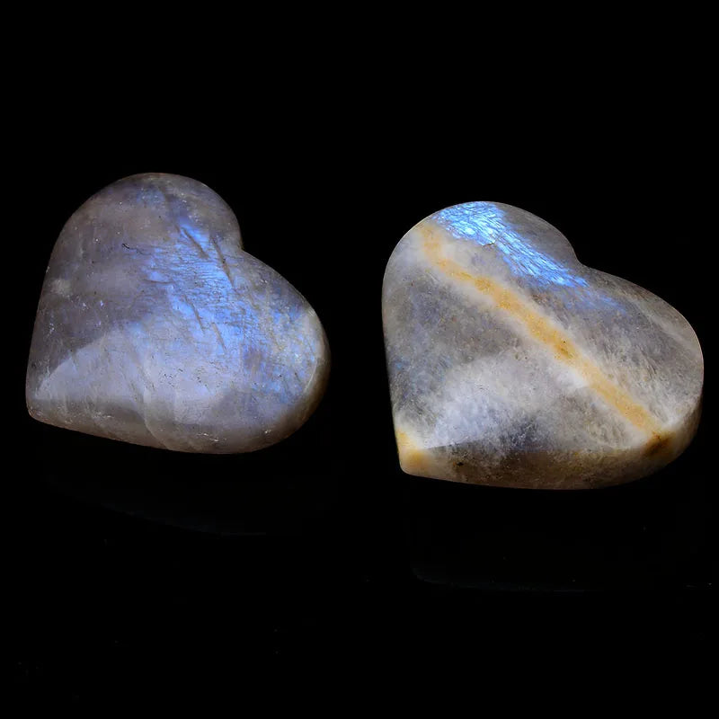 Hand-Polished Moonstone Heart Crystal