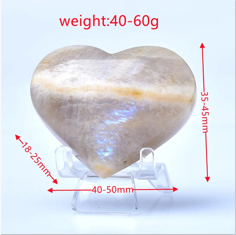 Hand-Polished Moonstone Heart Crystal